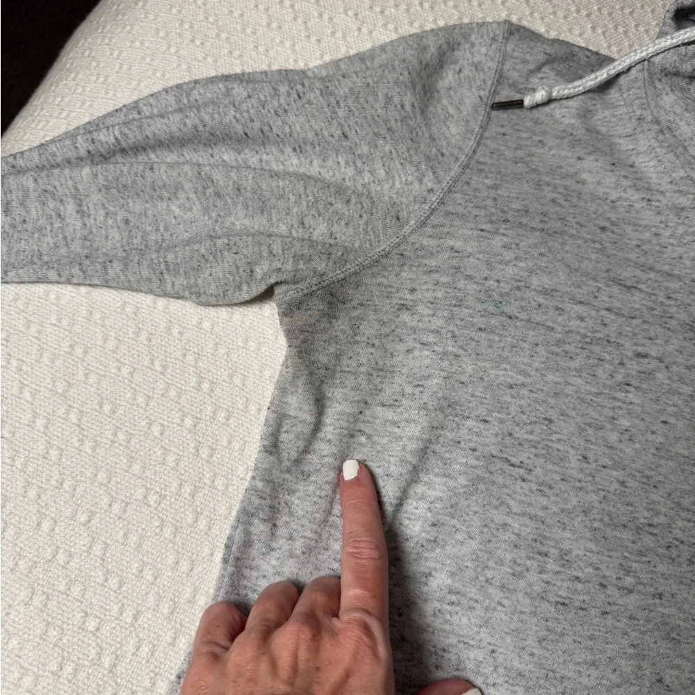 Nike Light Gray Zip Hoodie Sweatshirt with White Logo Medium
